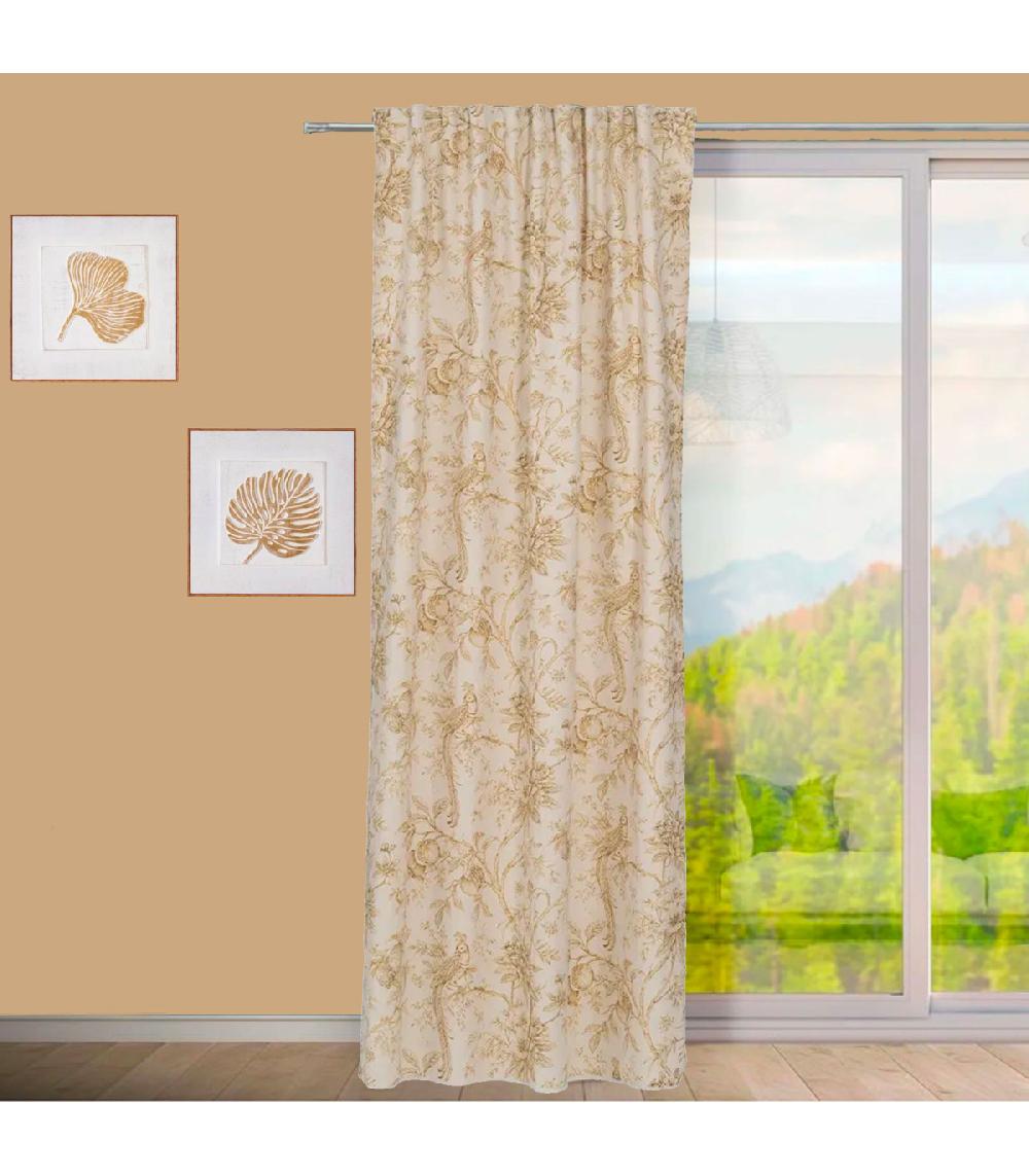 wadiga Rideau à pattes cachées oiseaux en lin et coton à l'unité 140x270cm