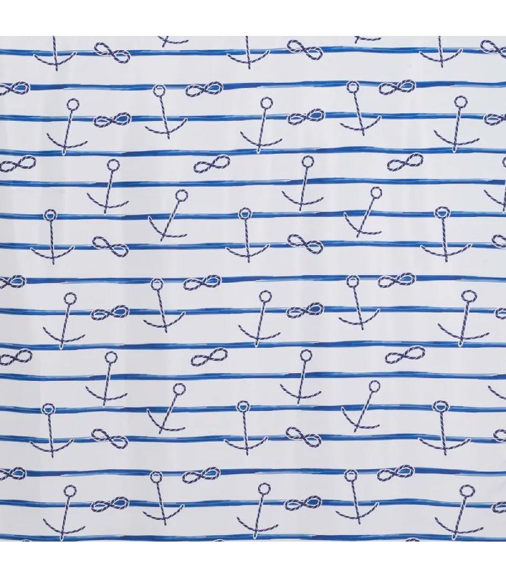 Wadiga Rideau De Douche Bleu Et Blanc Ancres 180x200cm