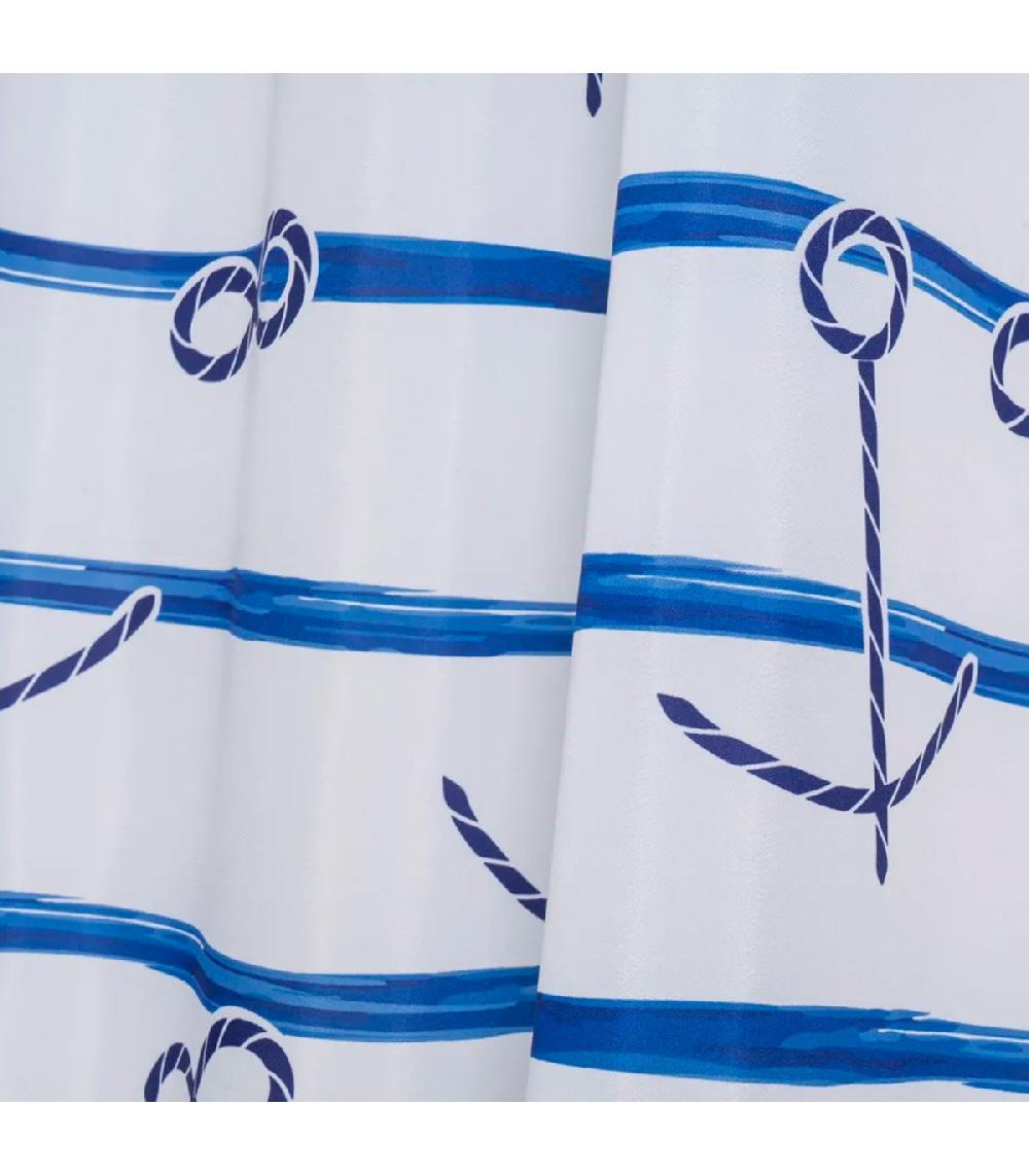 Wadiga Rideau De Douche Bleu Et Blanc Ancres 180x200cm