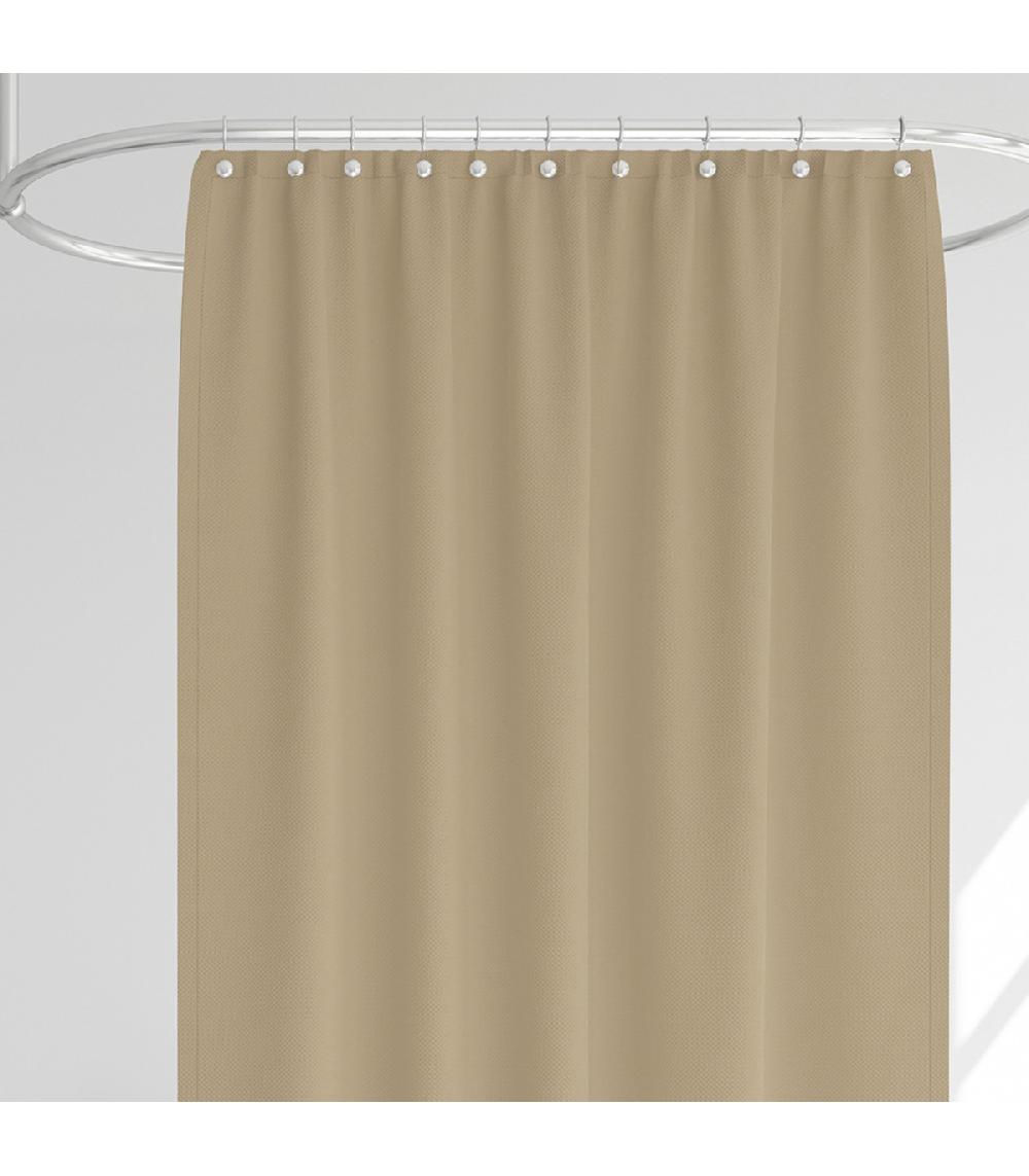 Wadiga Rideau De Douche Classique Tissu Jacquard Uni Beige Sable