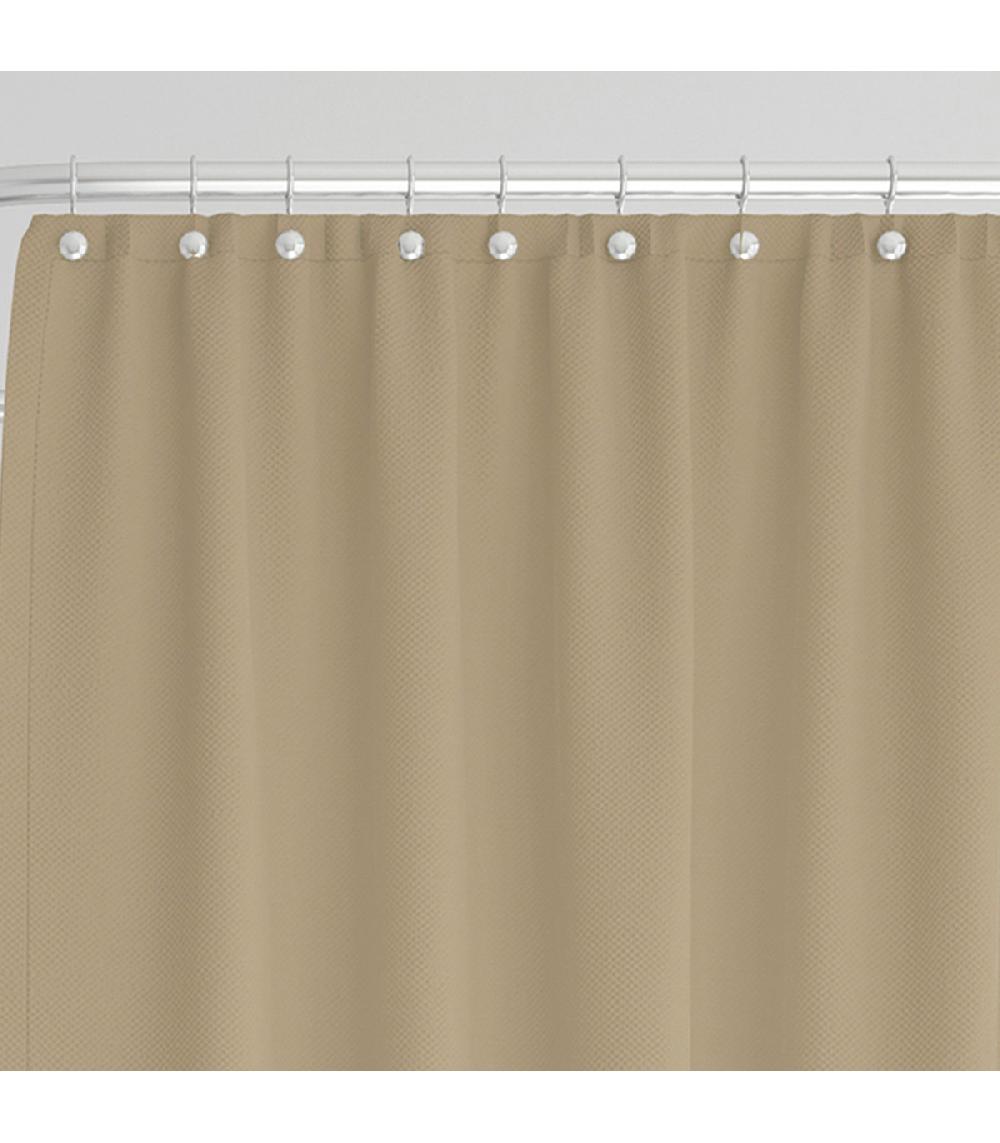 Wadiga Rideau De Douche Classique Tissu Jacquard Uni Beige Sable