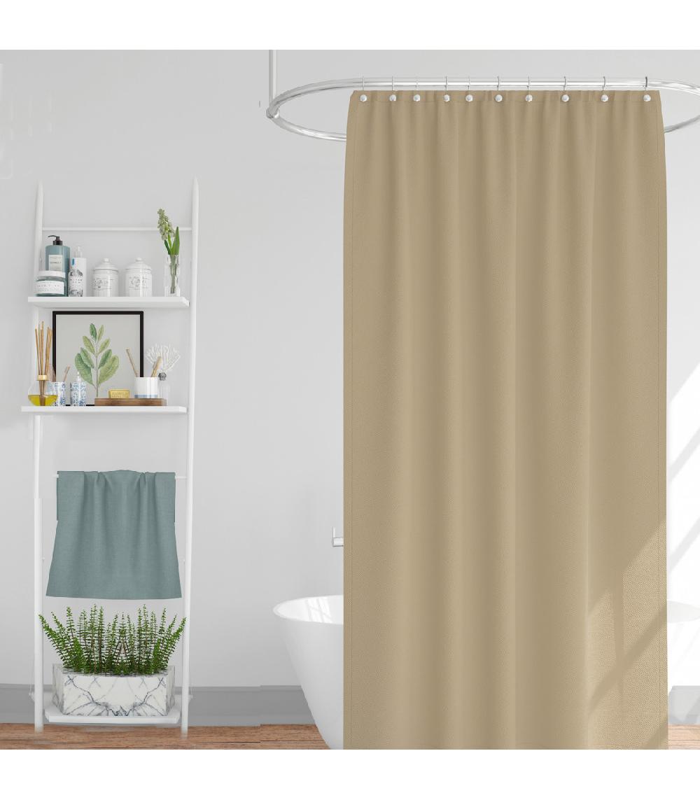 Wadiga Rideau De Douche Classique Tissu Jacquard Uni Beige Sable