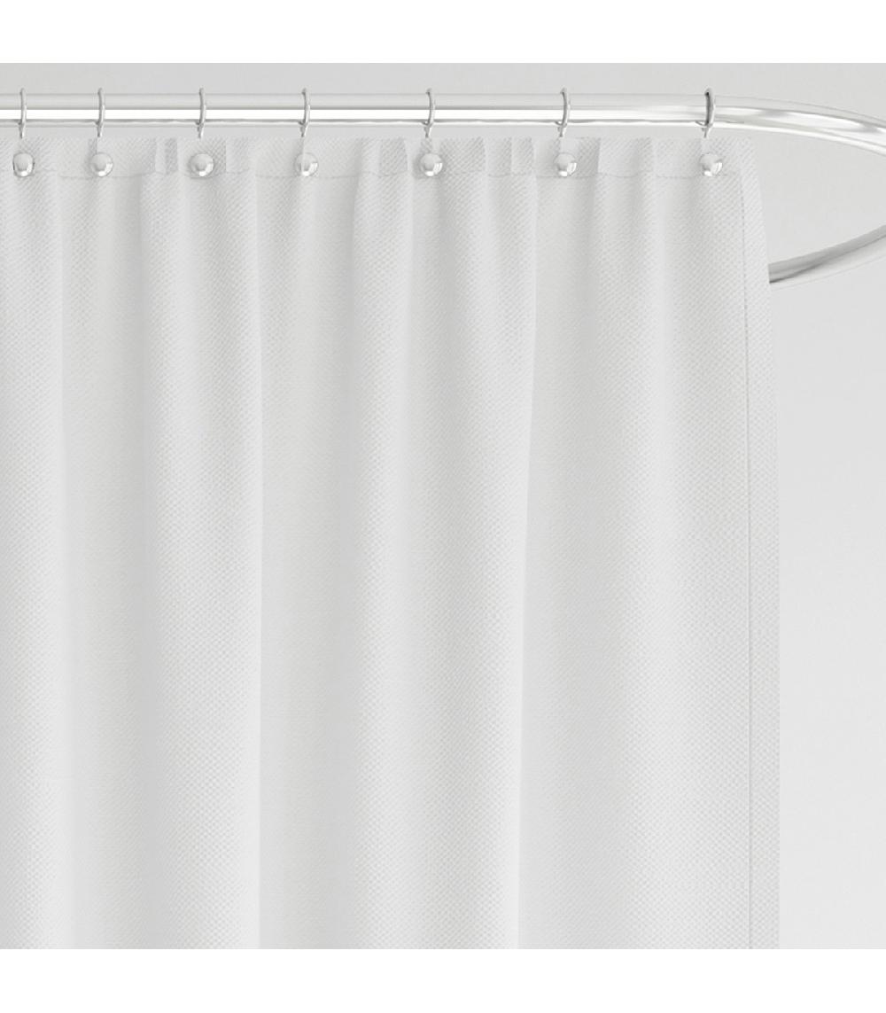 Wadiga Rideau De Douche Classique Tissu Jacquard Uni Blanc