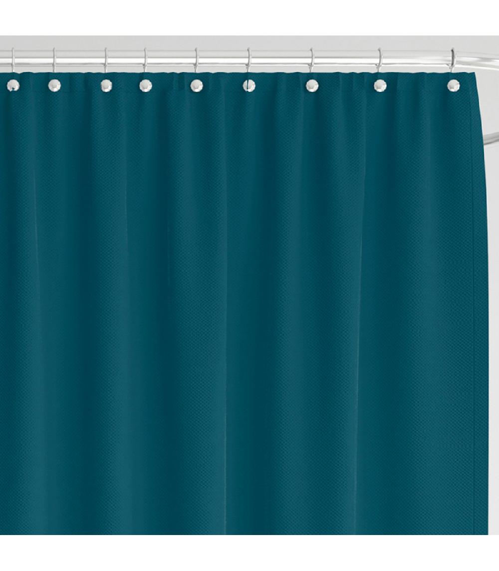 Wadiga Rideau De Douche Classique Tissu Jacquard Uni Bleu
