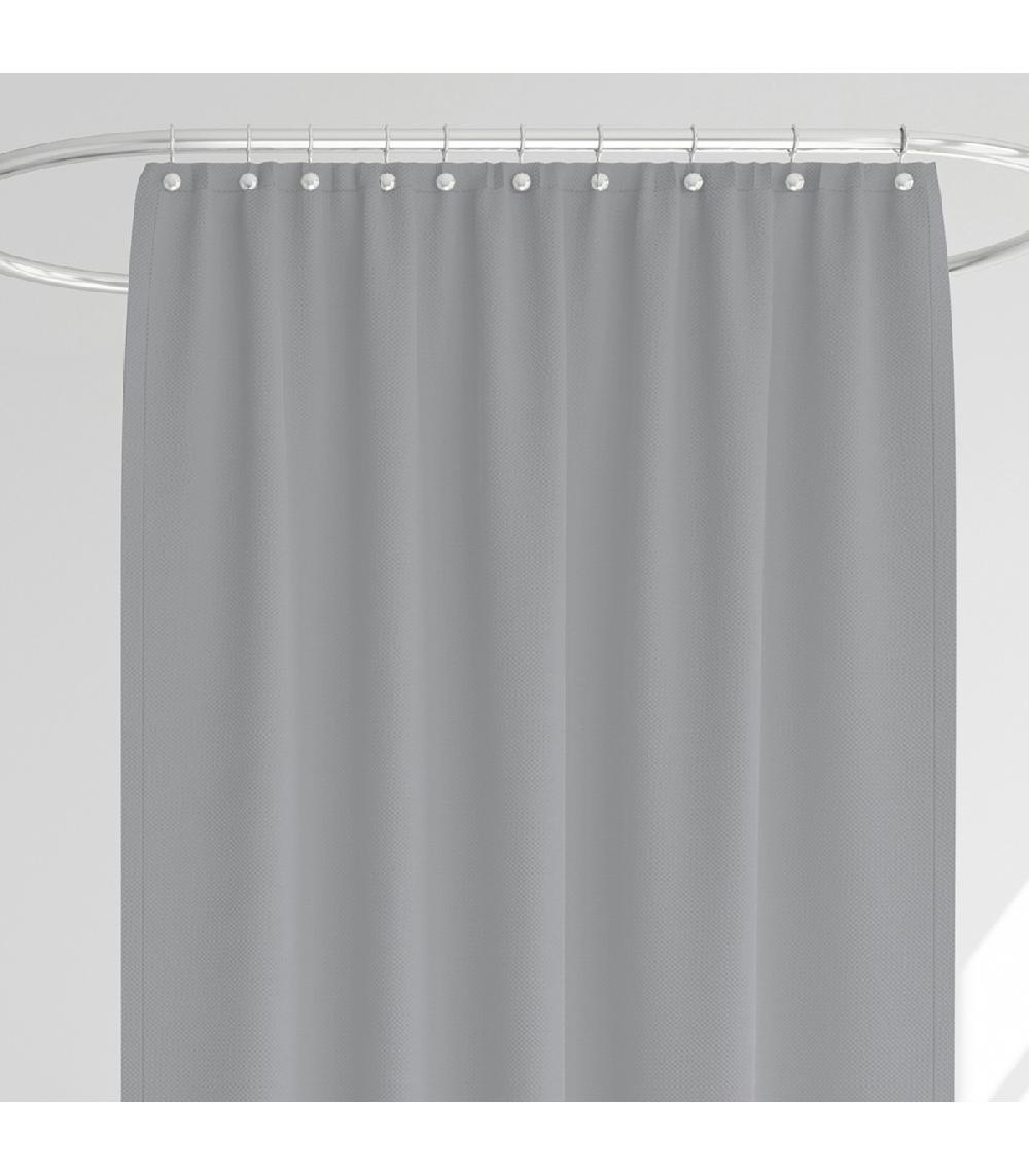 Wadiga Rideau De Douche Classique Tissu Jacquard Uni Gris Clair