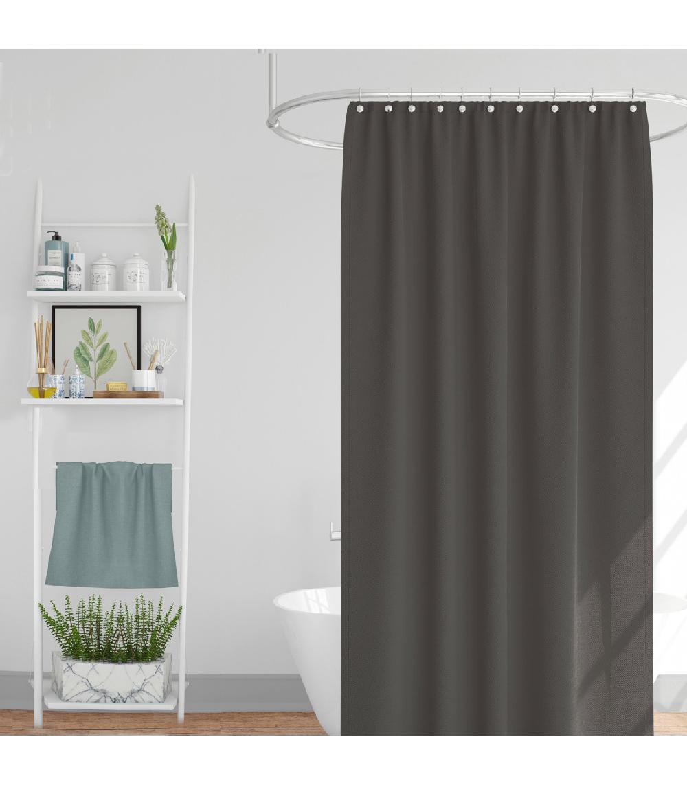 wadiga Rideau de douche classique tissu jacquard uni gris