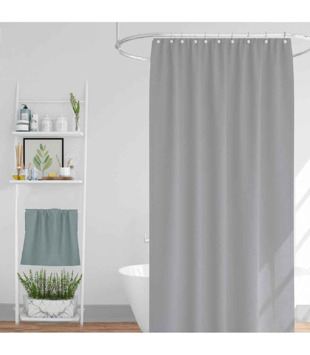 wadiga Rideau de douche classique tissu jacquard uni gris clair