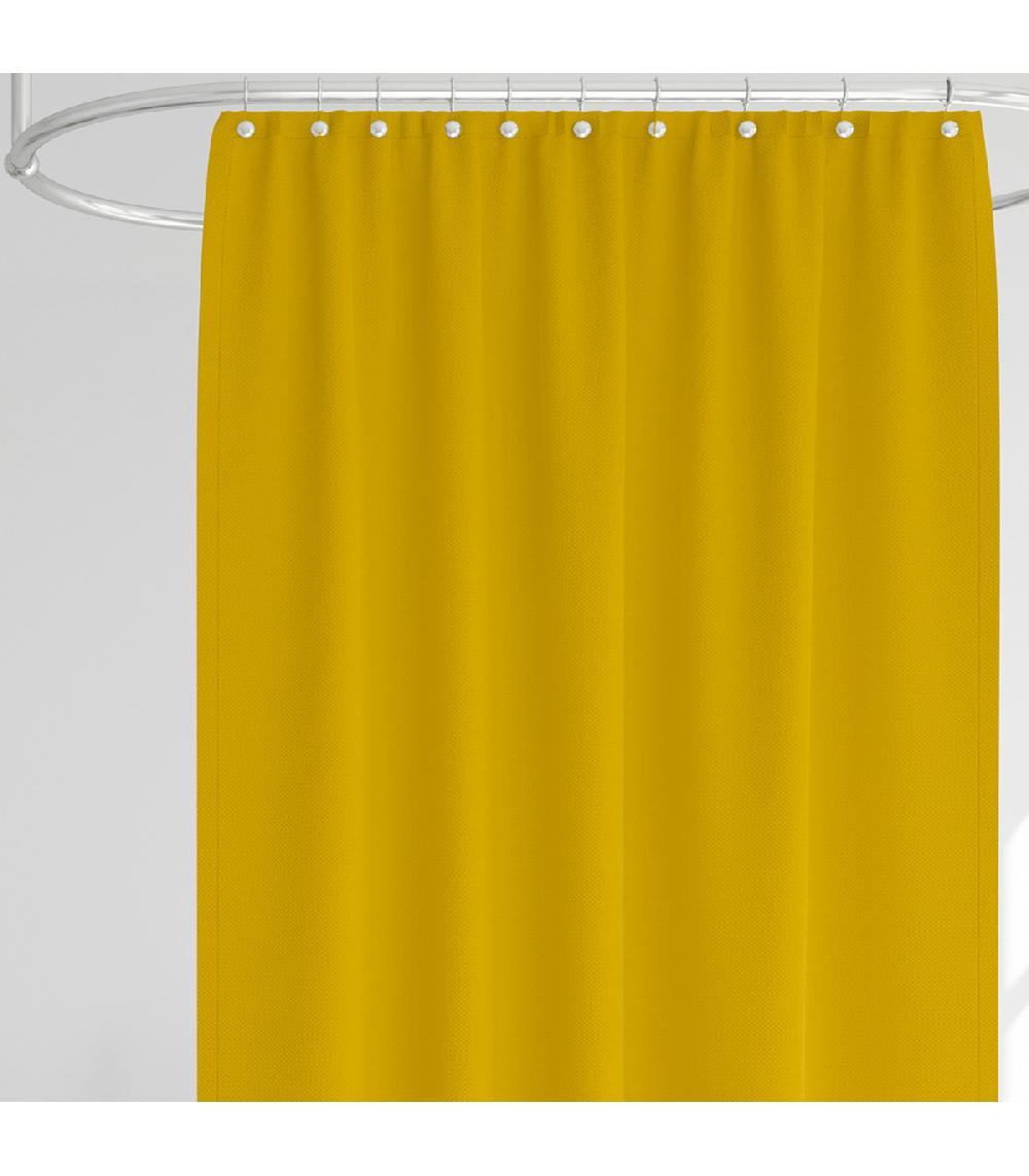 Wadiga Rideau De Douche Classique Tissu Jacquard Uni Jaune