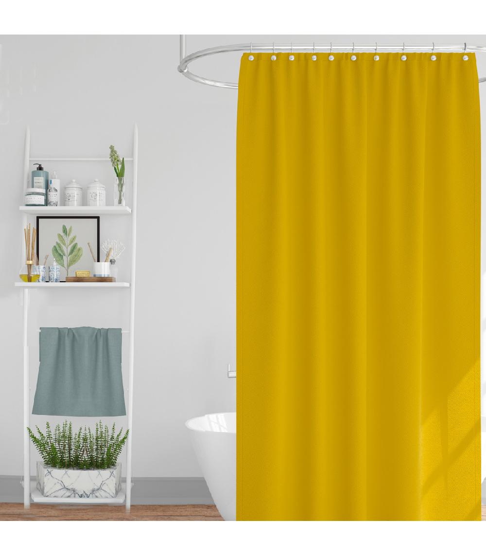 wadiga Rideau de douche classique tissu jacquard uni jaune