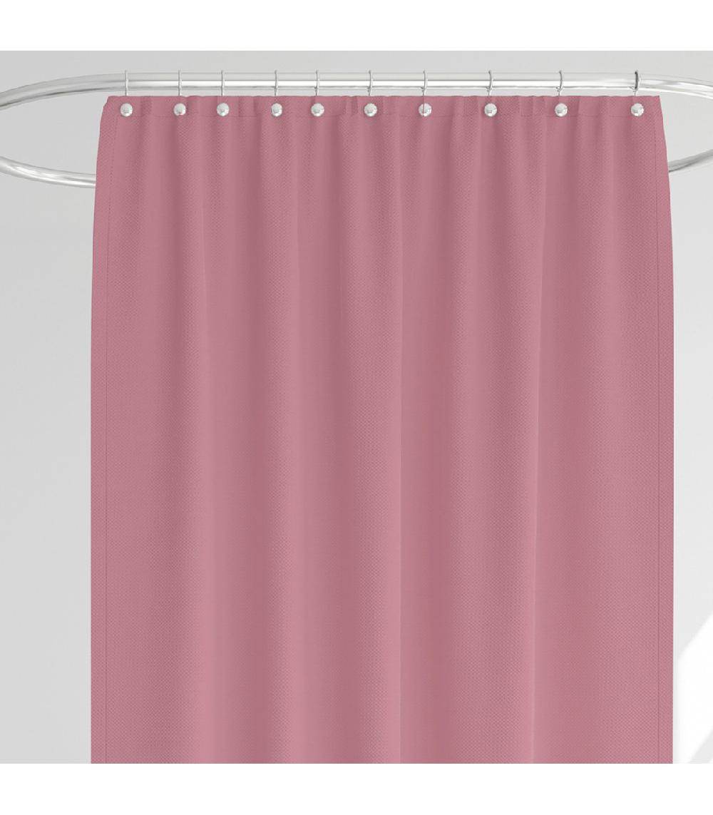 Wadiga Rideau De Douche Classique Tissu Jacquard Uni Rose