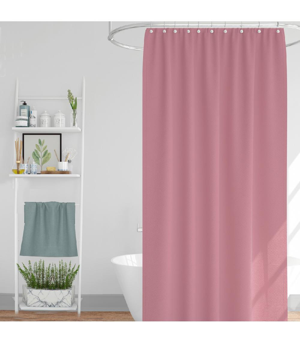 wadiga Rideau de douche classique tissu jacquard uni rose