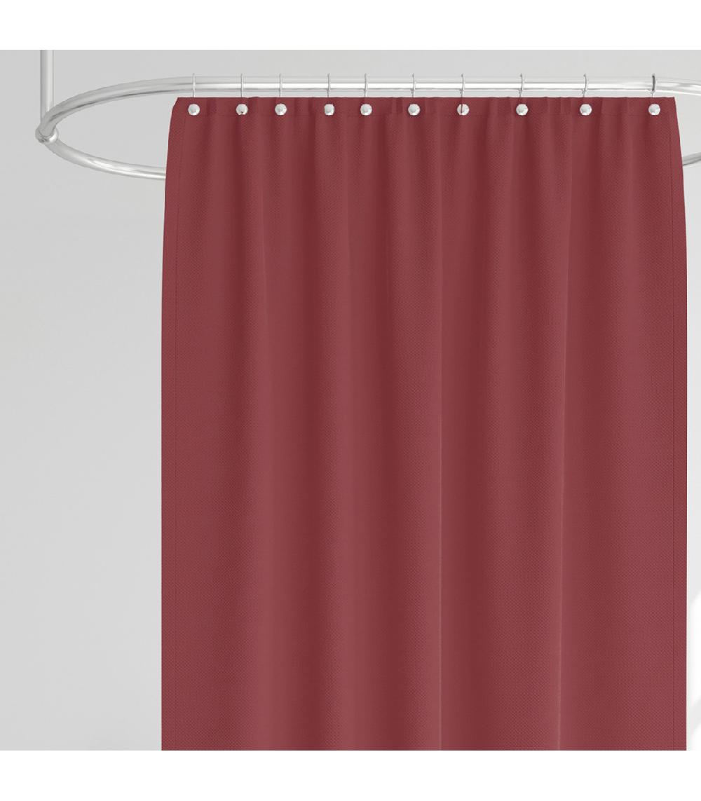 Wadiga Rideau De Douche Classique Tissu Jacquard Uni Rouge Bordeaux
