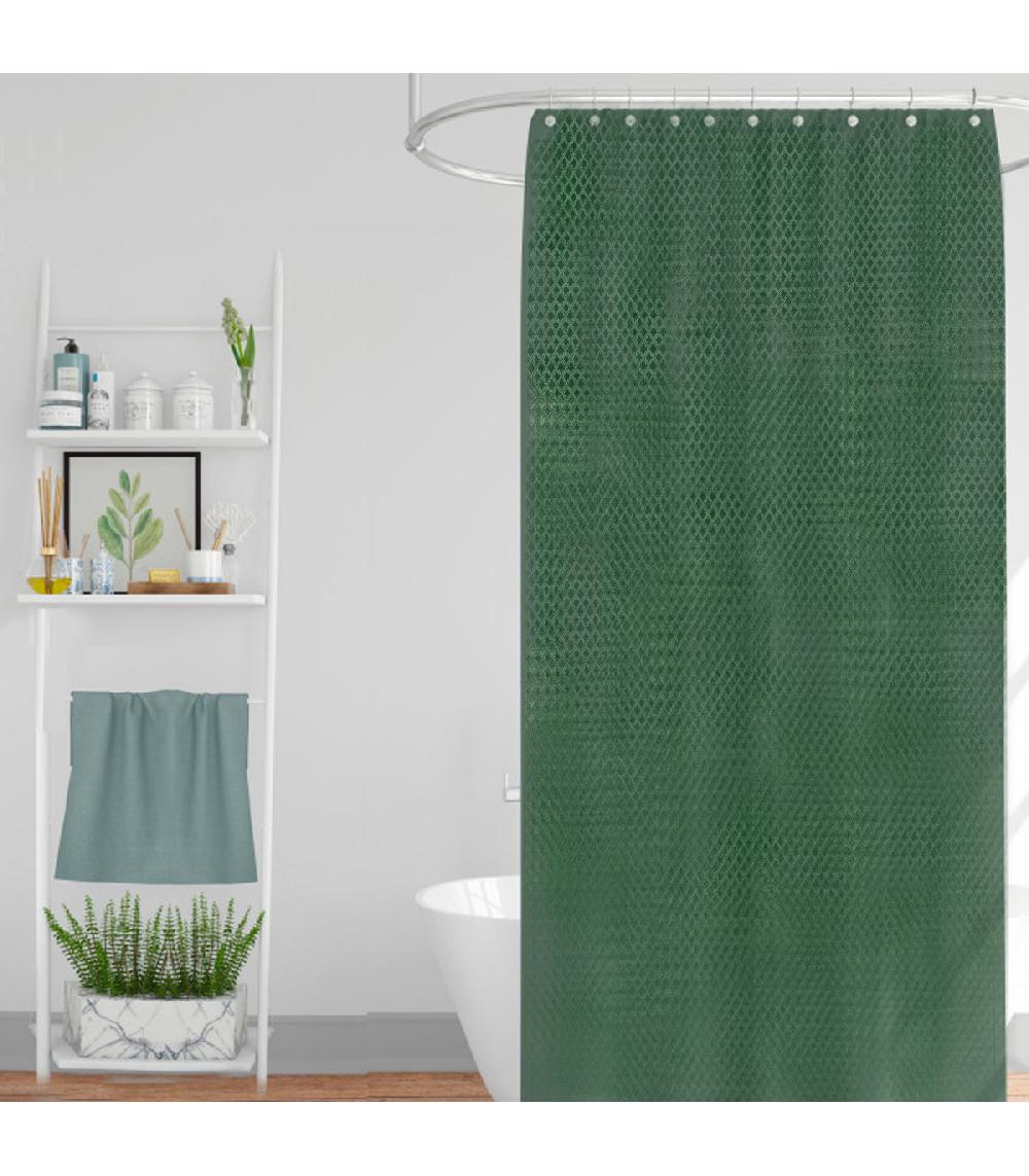 wadiga Rideau de douche classique tissu jacquard uni vert