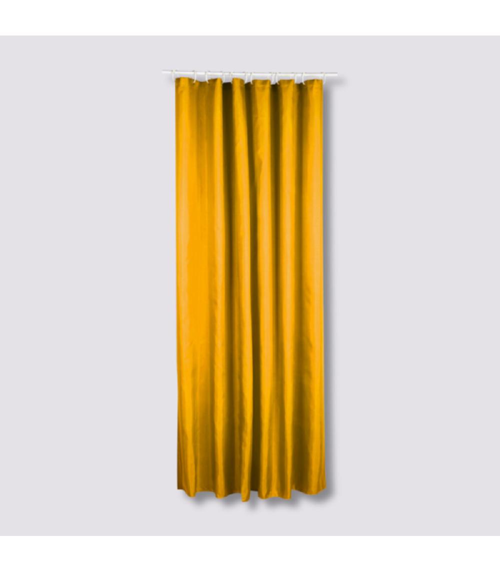 Wadiga Rideau De Douche Classique Tissu Uni Jaune Moutarde