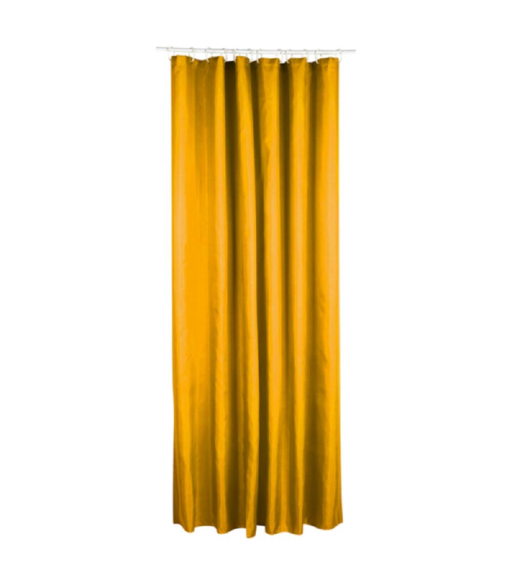 wadiga Rideau de douche classique tissu uni jaune moutarde
