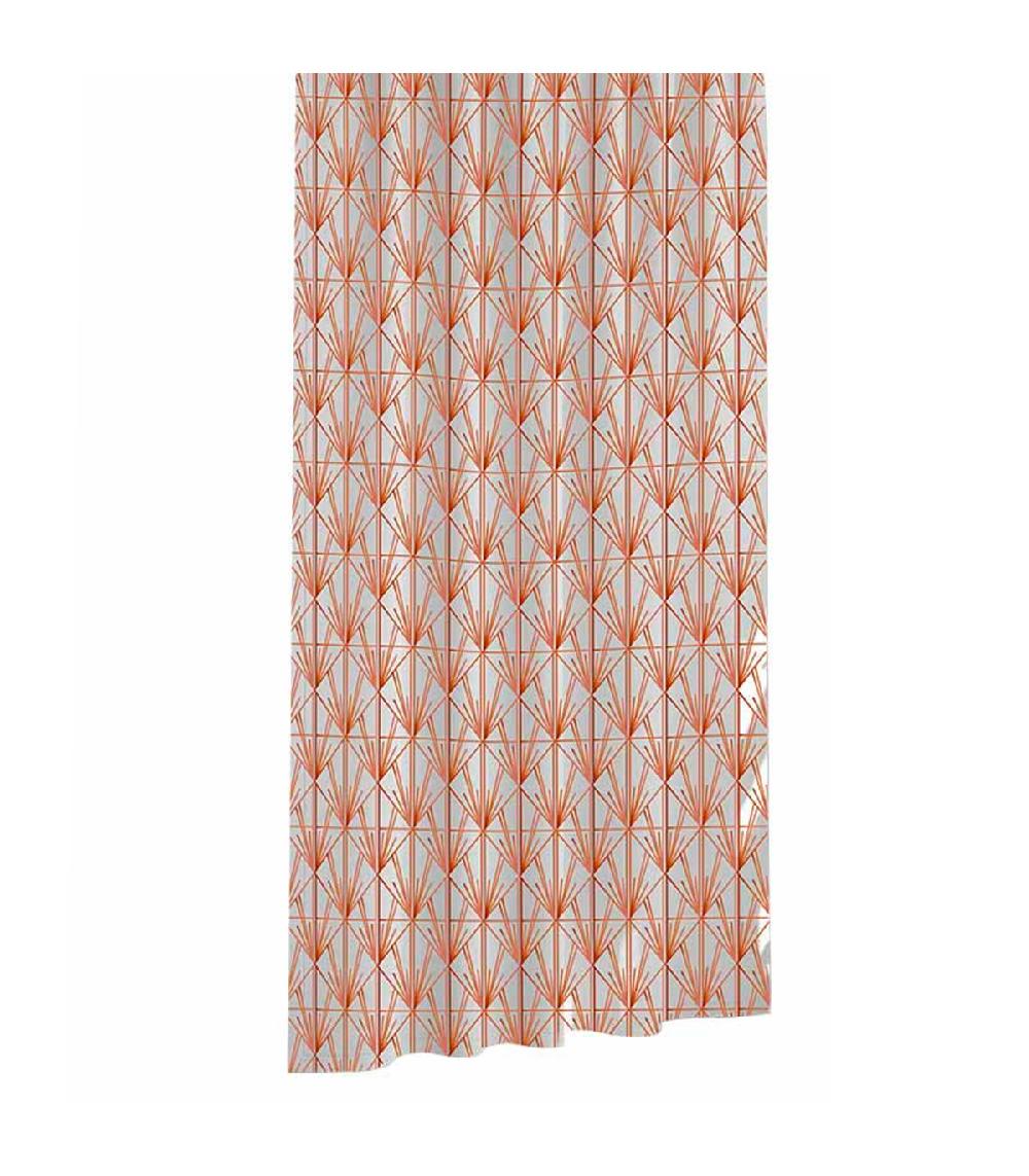Wadiga Rideau De Douche Plastique Blanc Et Orange 180x180cm