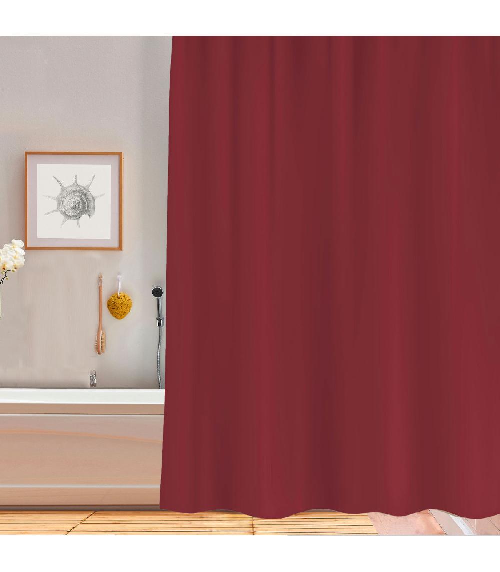 Wadiga Rideau De Douche Plastique Rouge Avec 12 Anneaux 180x200cm