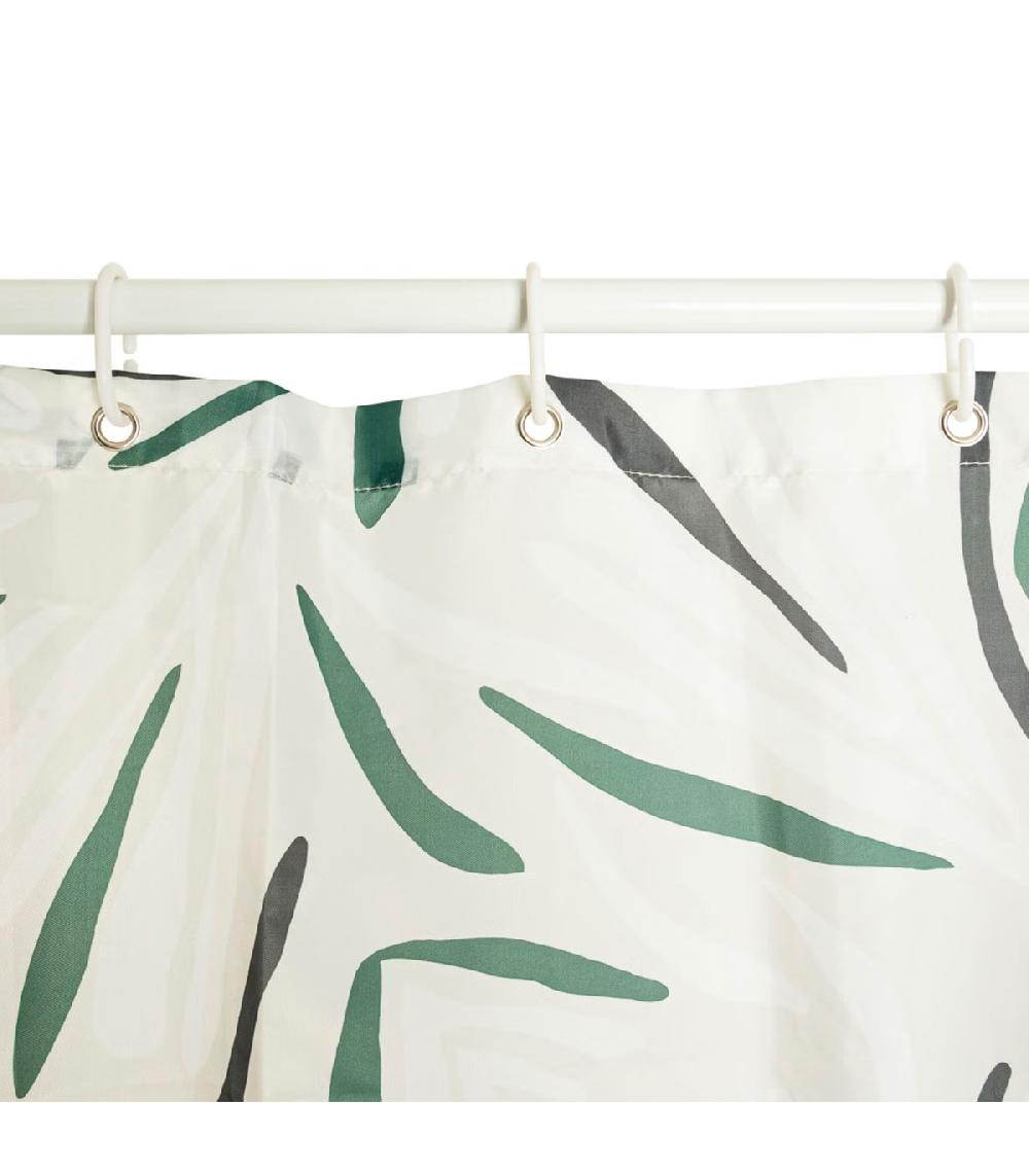 Wadiga Rideau De Douche Polyester Vert Et Blanc 180x200cm