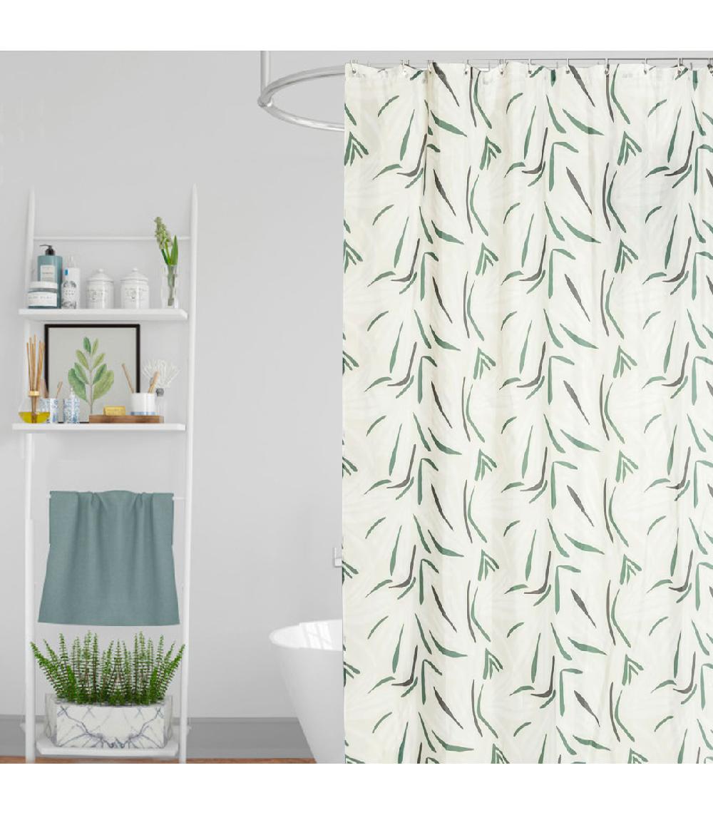 Wadiga Rideau De Douche Polyester Vert Et Blanc 180x200cm