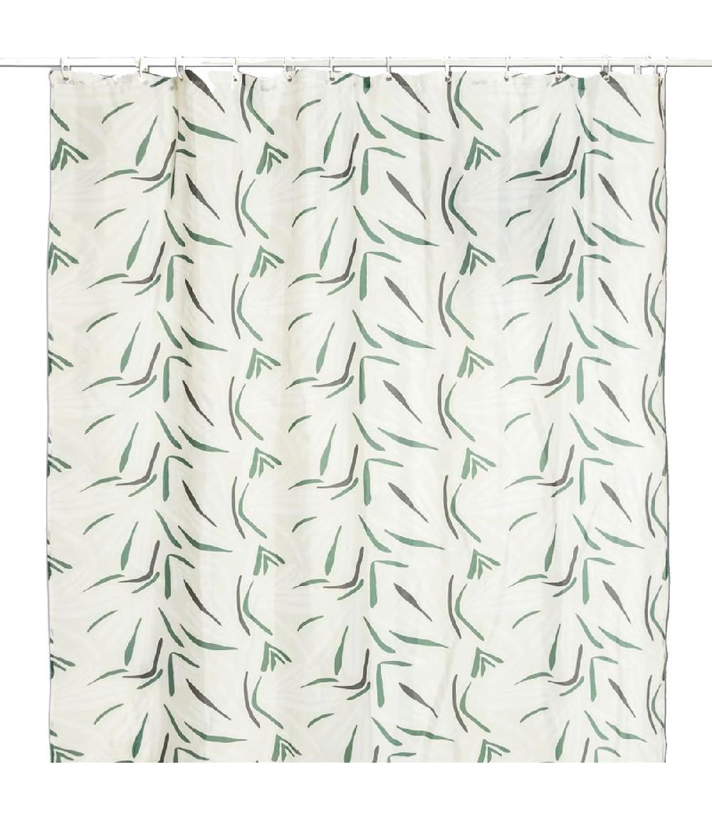 wadiga Rideau de douche polyester vert et blanc 180x200cm