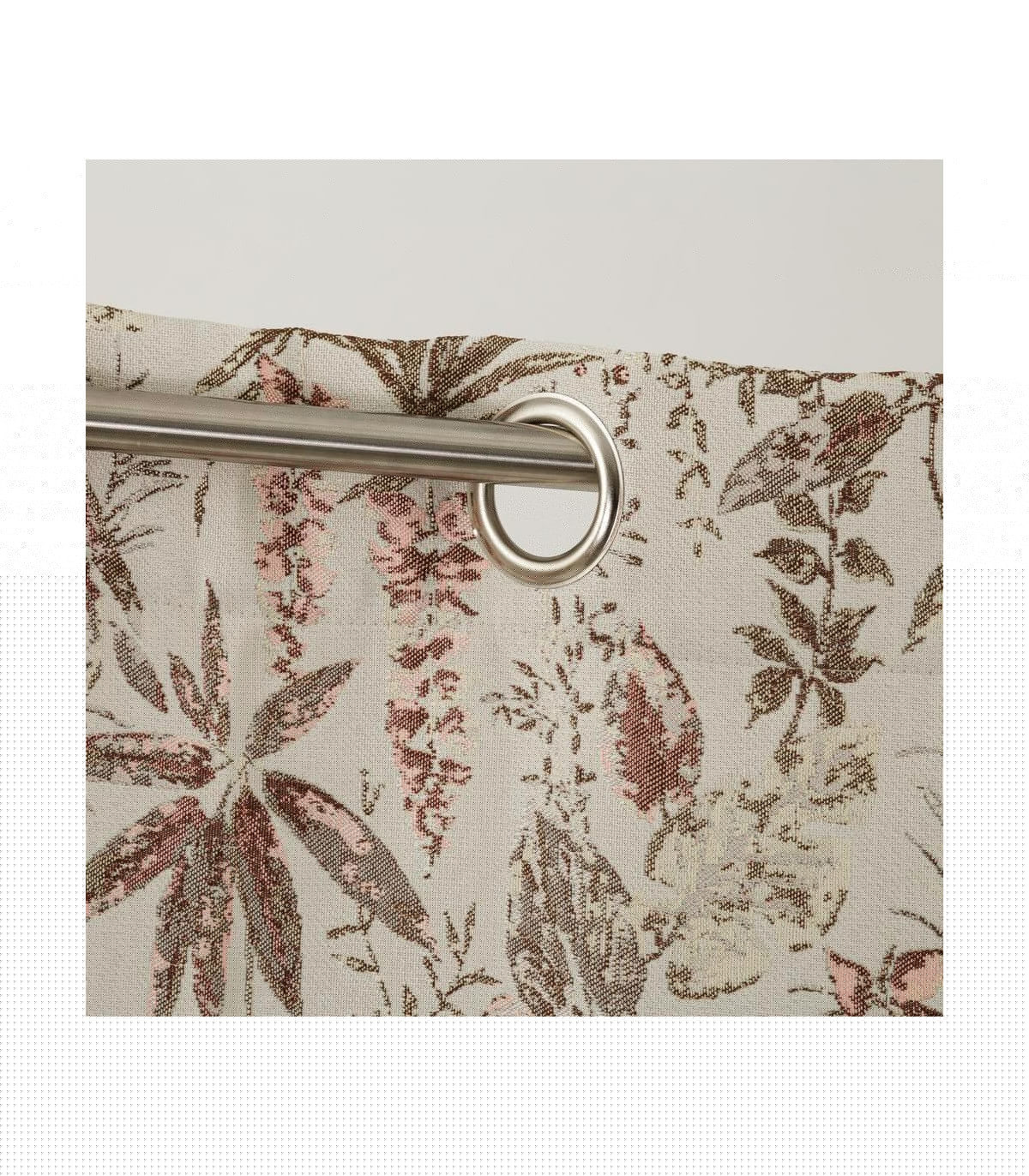 Wadiga Rideau Épais Beige Motif Feuillage à Oeillets - Longueur 260cm