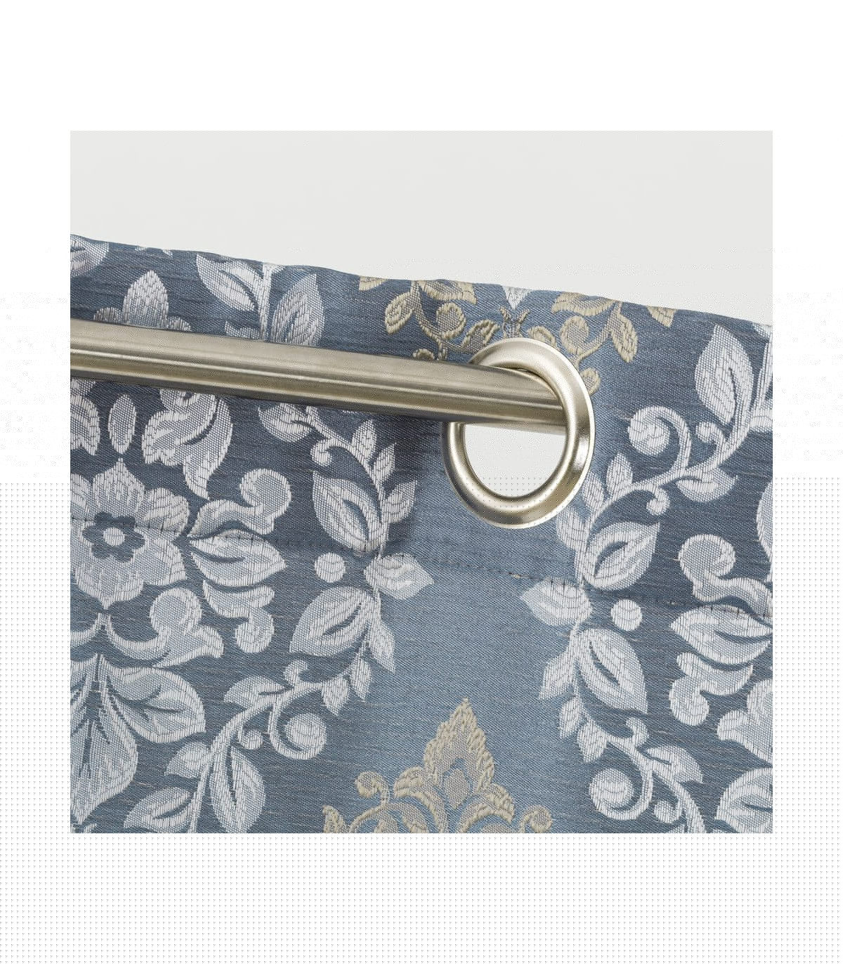 Wadiga Rideau Épais Jacquard Bleu à Oeillets - Longueur 260cm