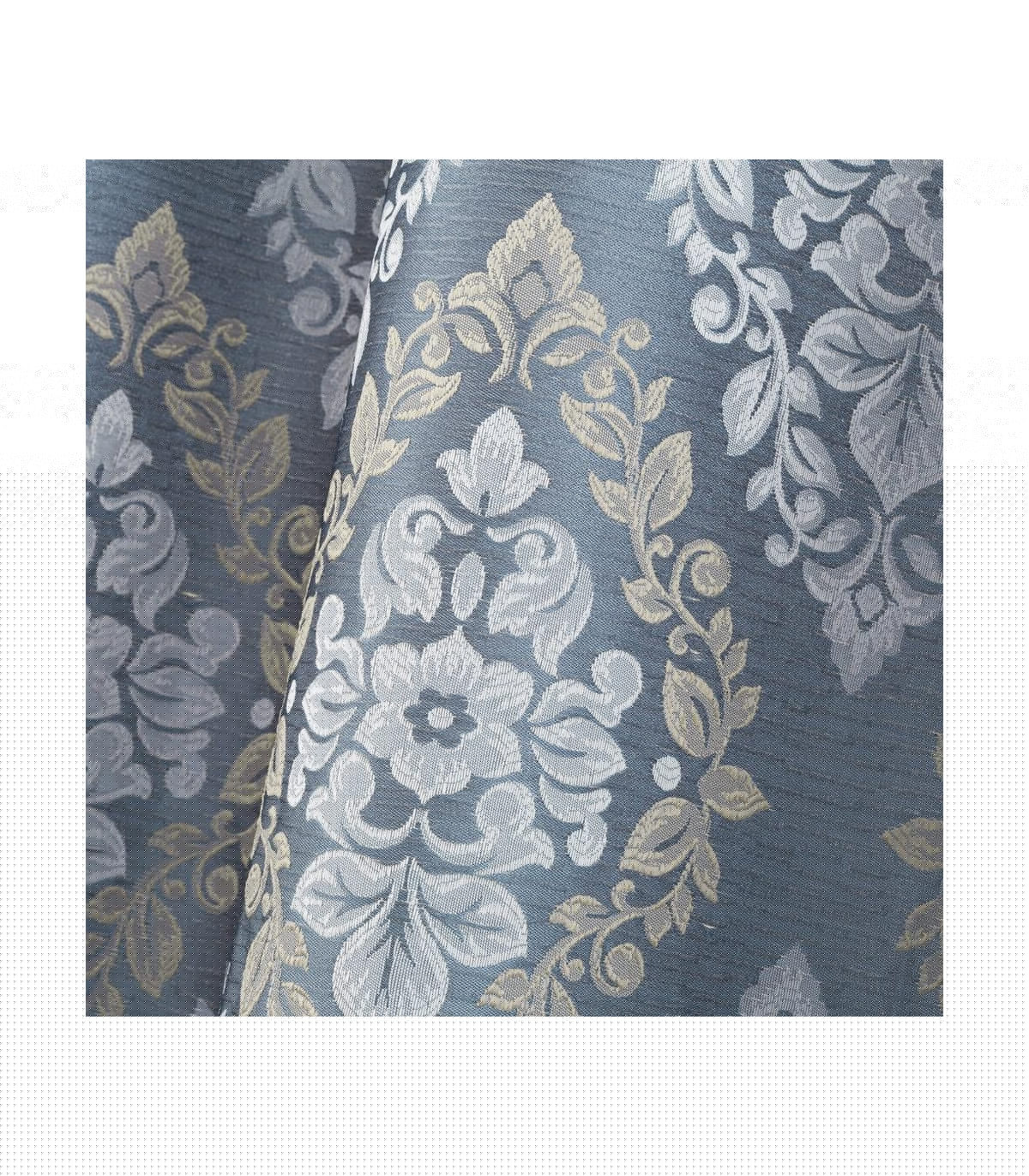 Wadiga Rideau Épais Jacquard Bleu à Oeillets - Longueur 260cm