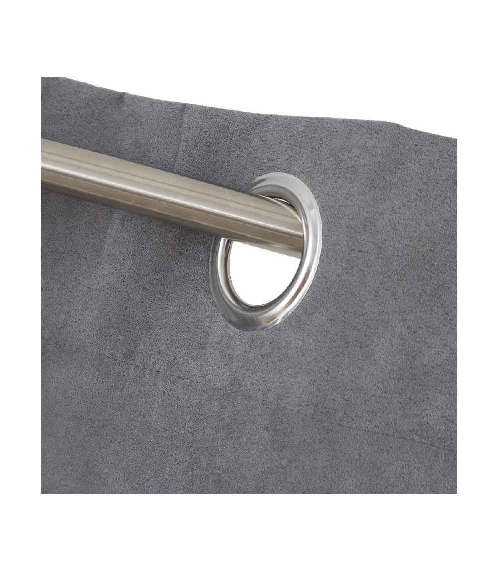 Wadiga Rideau Opaque à Oeillets Velours Gris - Longueur 260cm