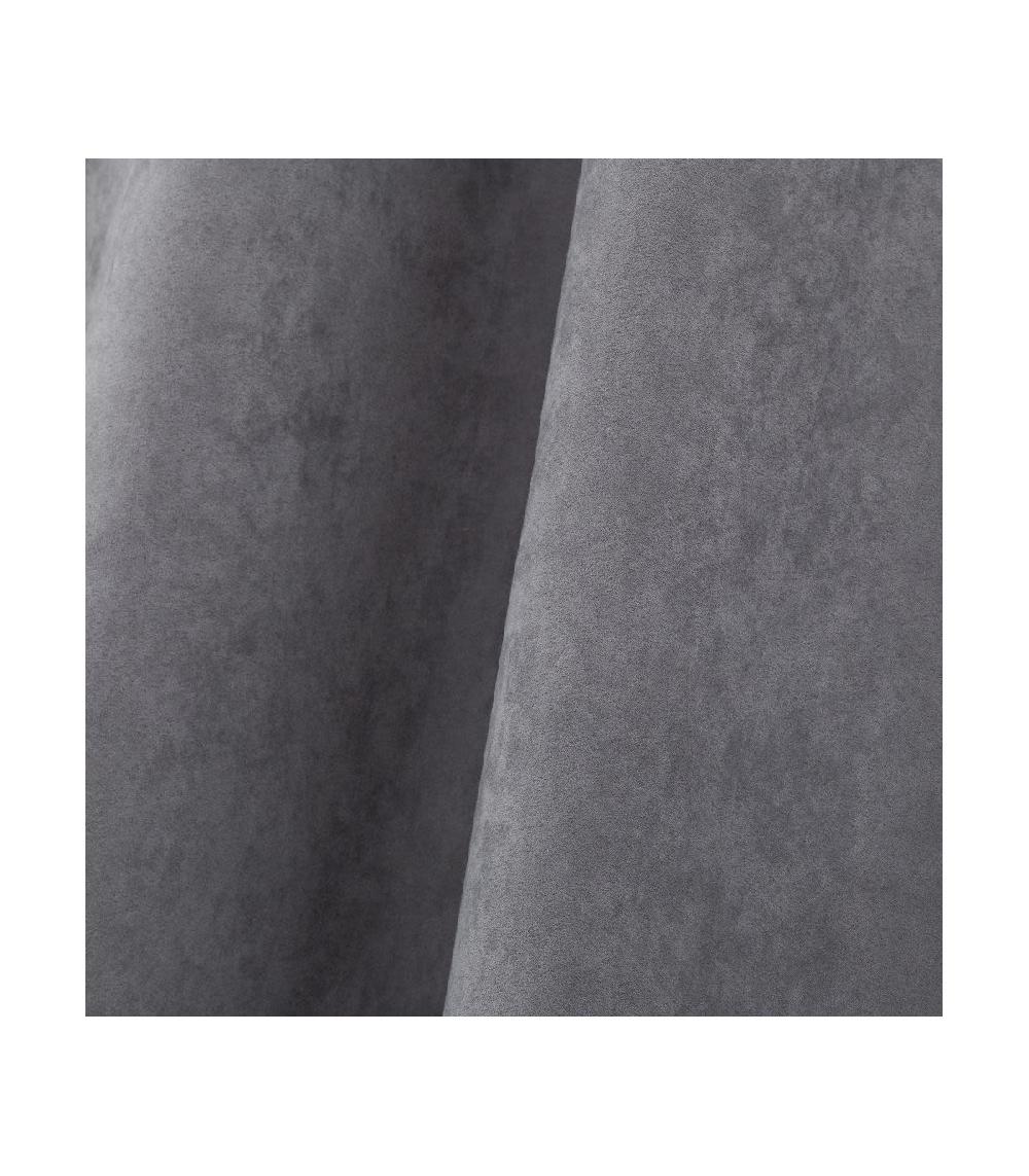 Wadiga Rideau Opaque à Oeillets Velours Gris - Longueur 260cm