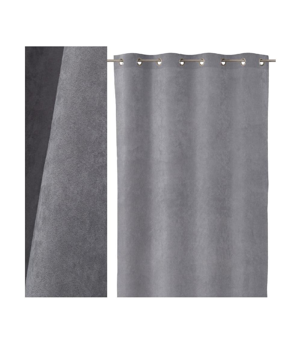 wadiga Rideau Opaque à Oeillets Velours Gris - Longueur 260cm