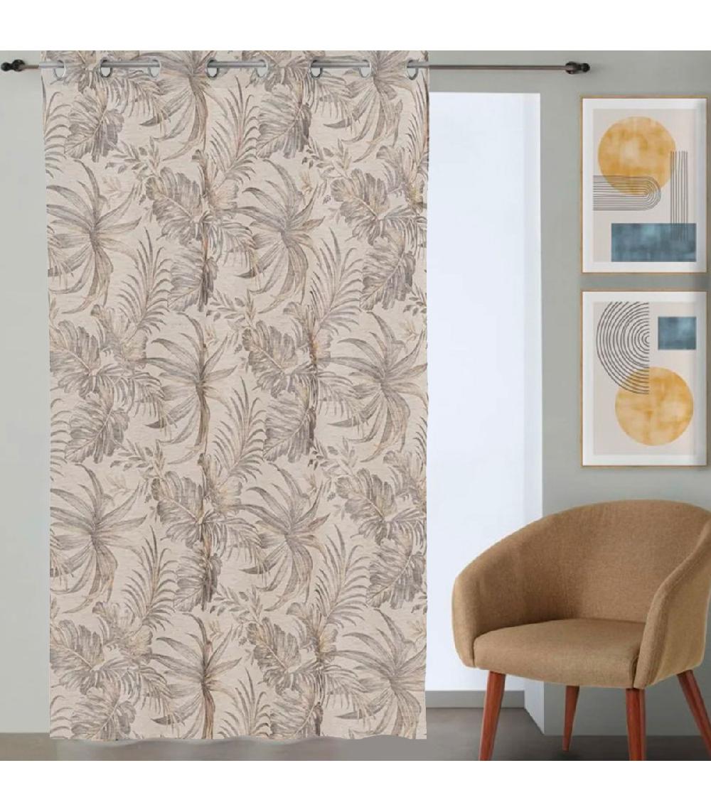 wadiga Rideau voilage à oeillets feuillage à l'unité 140x260cm