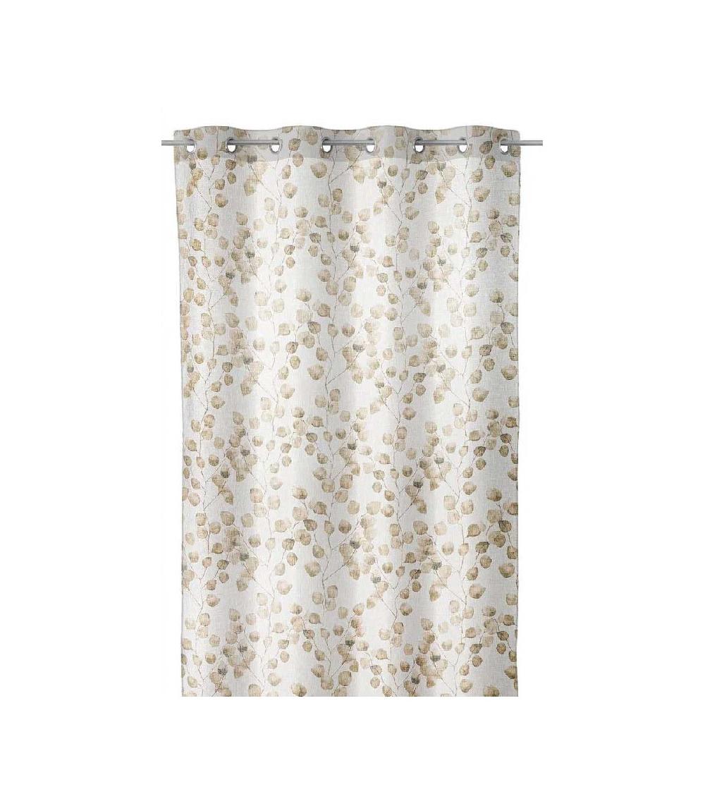 wadiga Rideau Voilage à Œillets Feuillage Beige - Longueur 260cm