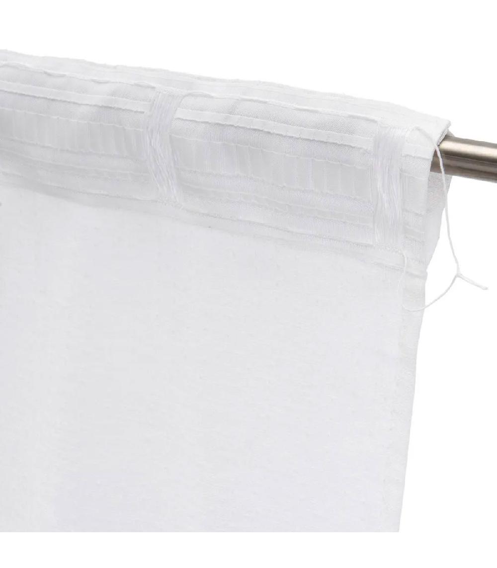 Wadiga Rideau Voilage Blanc Effet Lin à Galon Fronceur à L'unité 140x260cm