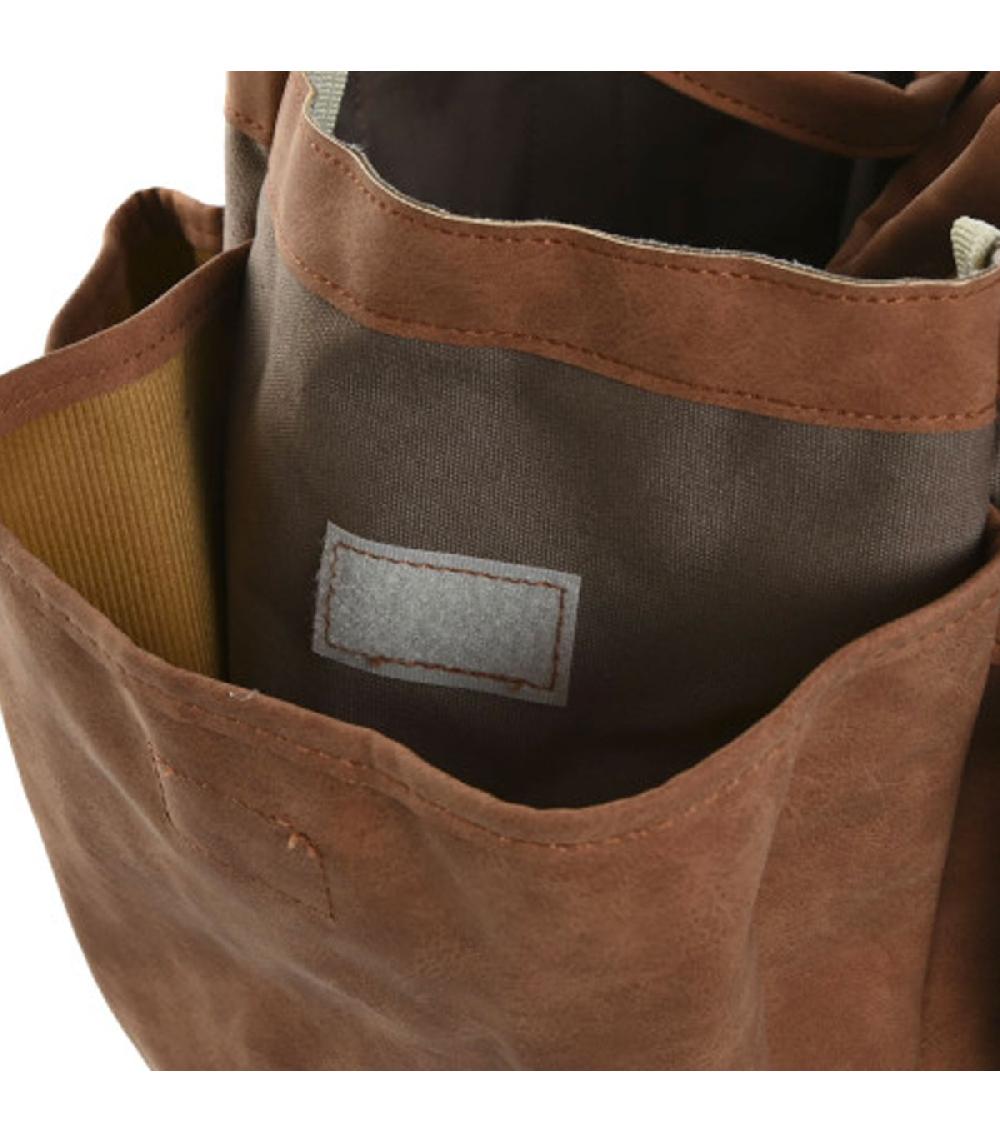 Wadiga Sacoche Range Outils De Jardinage En Tissu Vert Et Marron 47x18x27cm