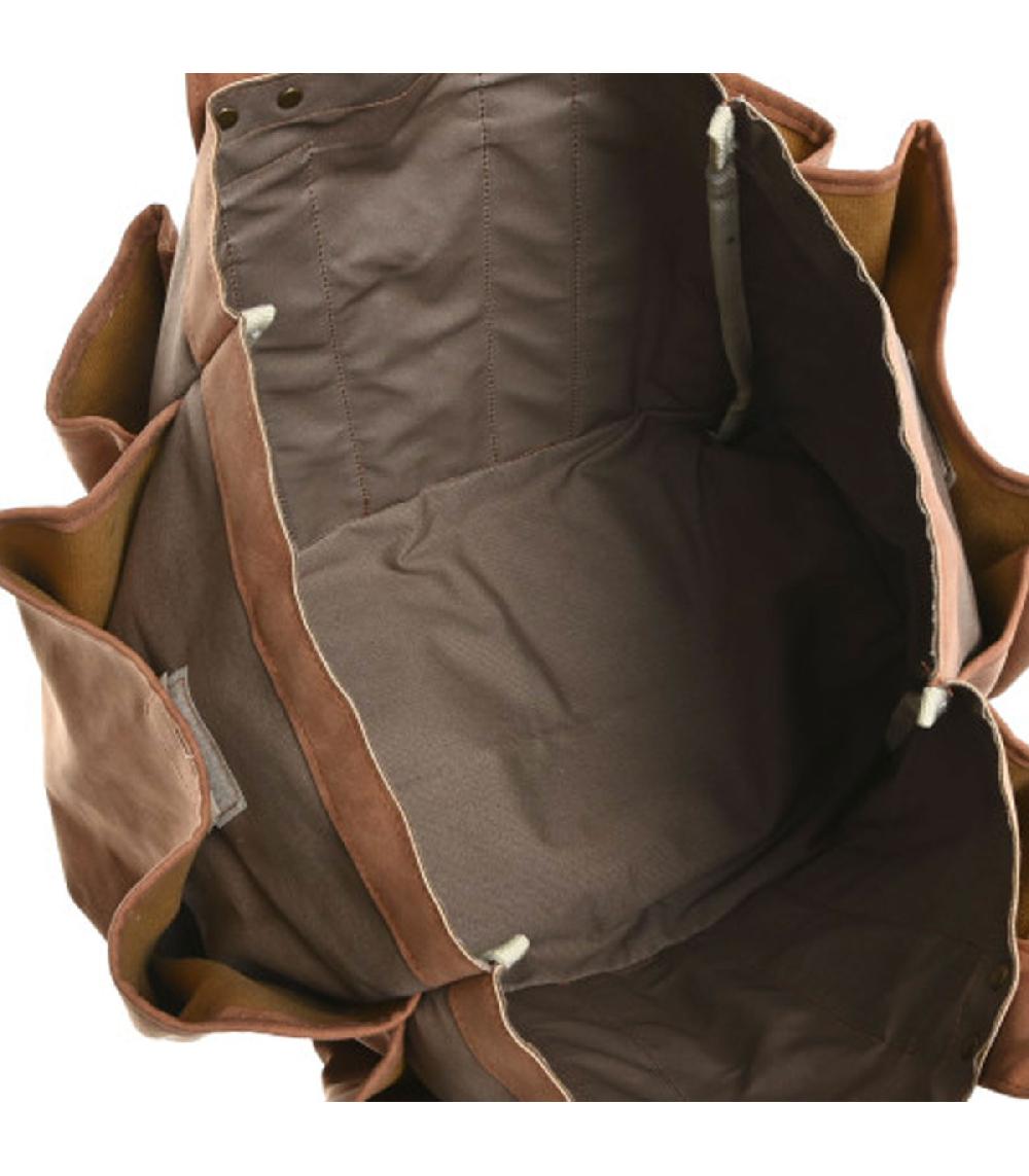 Wadiga Sacoche Range Outils De Jardinage En Tissu Vert Et Marron 47x18x27cm