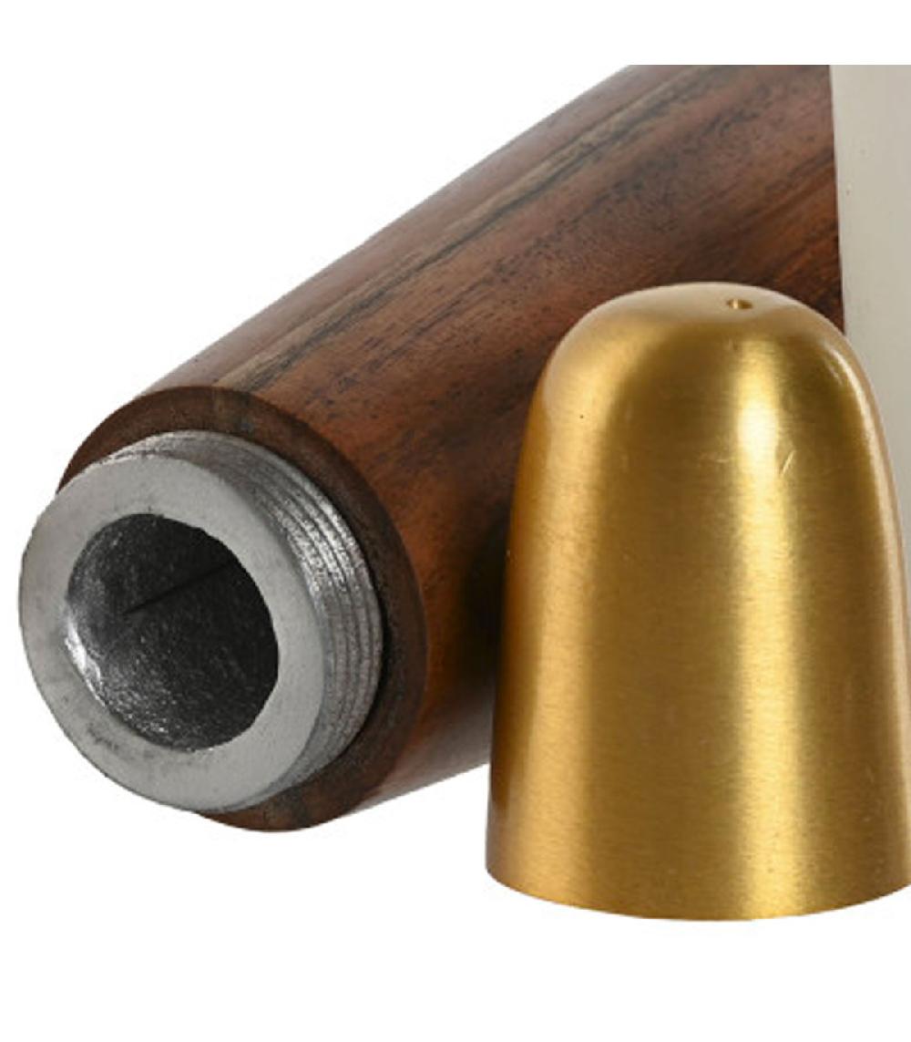 Wadiga Salière En Bois D'acacia Et Inox Doré 6x6x25cm