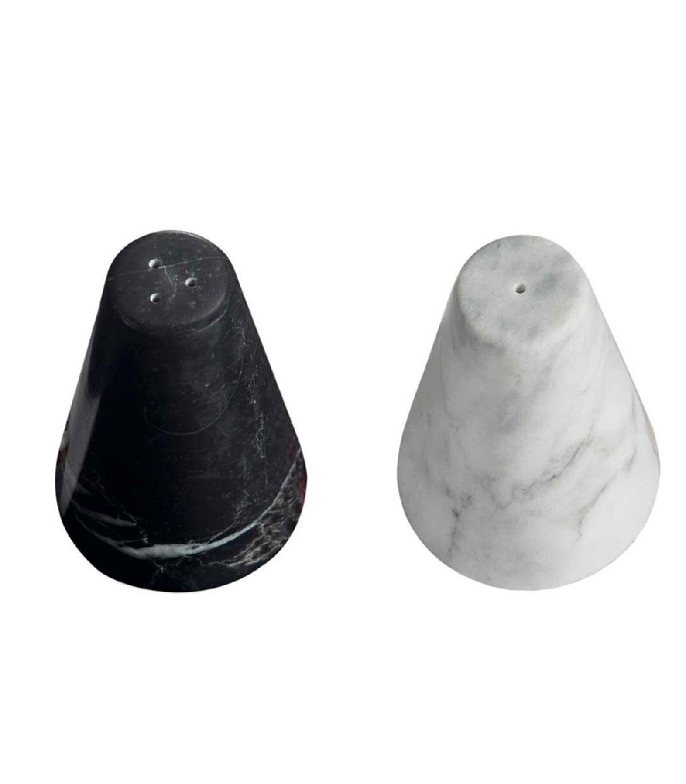 Wadiga Salière Et Poivrière En Marbre Blanc Et Noir 6x6x9cm