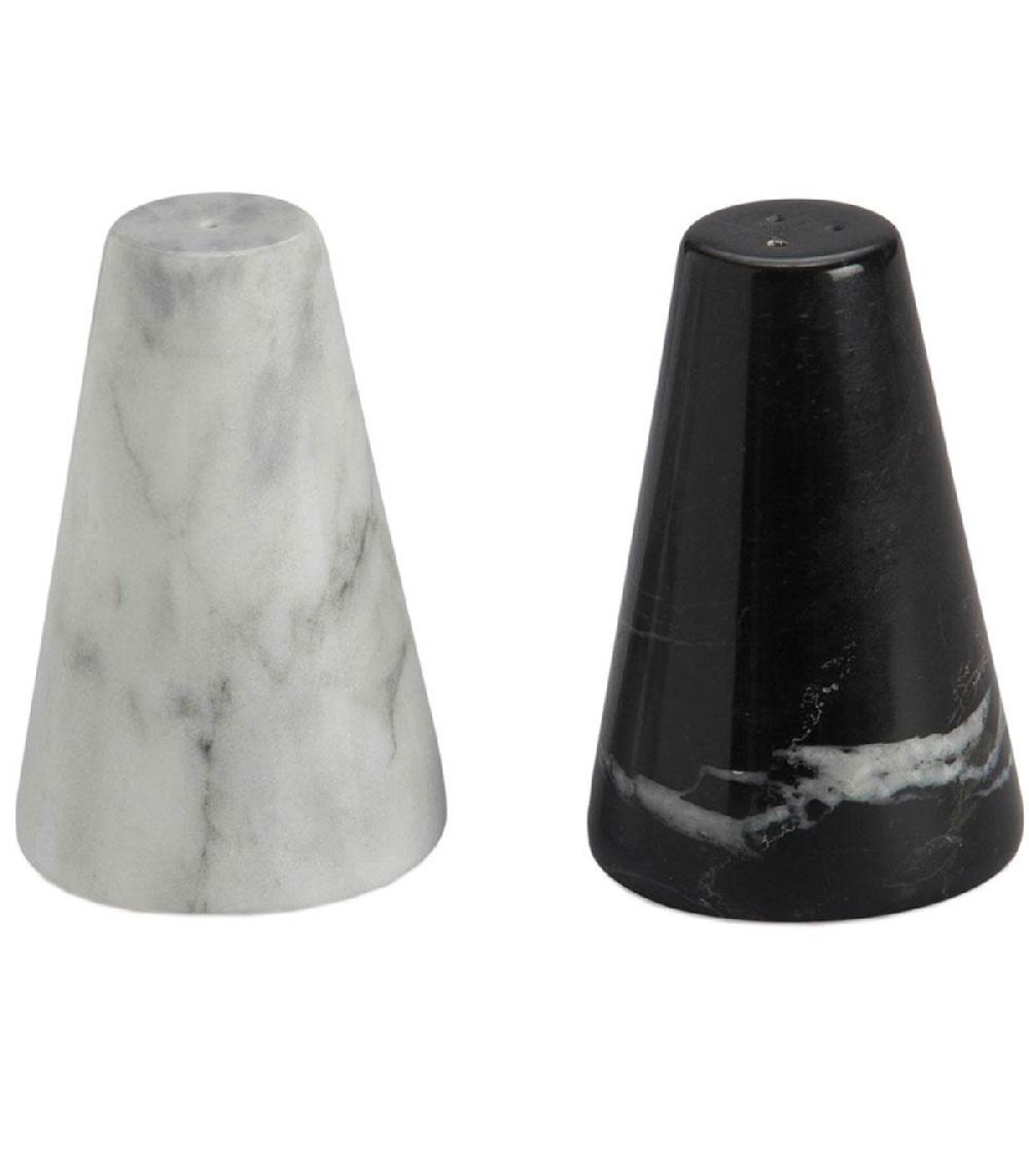 wadiga Salière et poivrière en marbre blanc et noir 6x6x9cm