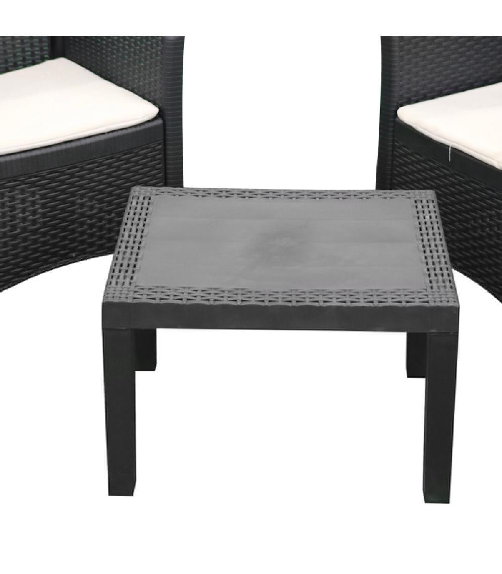 Wadiga Salon De Jardin 2 Fauteuils Avec Coussins Et 1 Table Basse