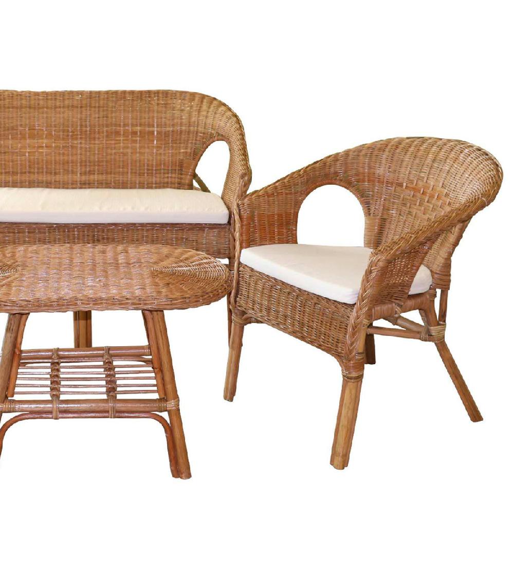 Wadiga Salon De Jardin Complet En Rotin Avec Coussins