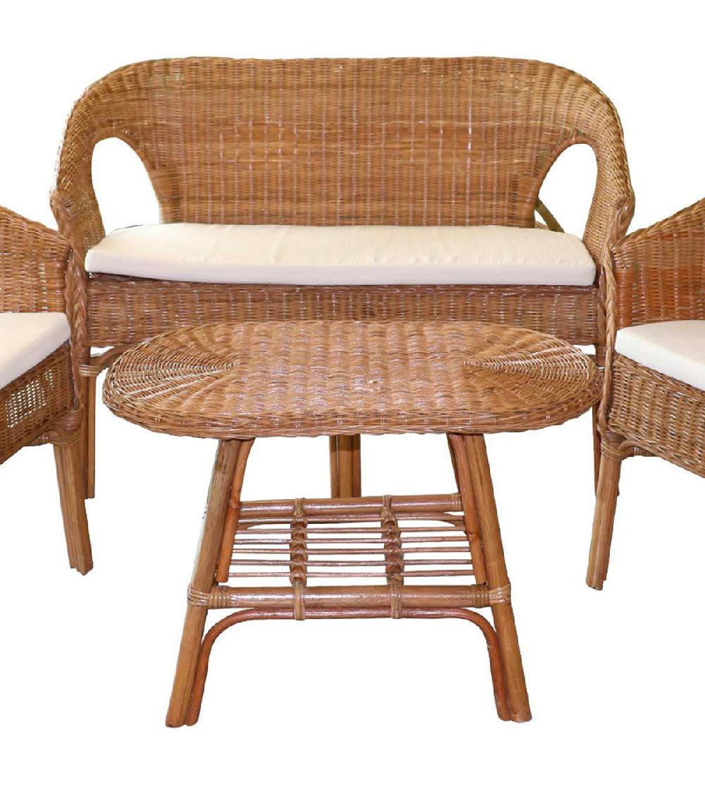 Wadiga Salon De Jardin Complet En Rotin Avec Coussins