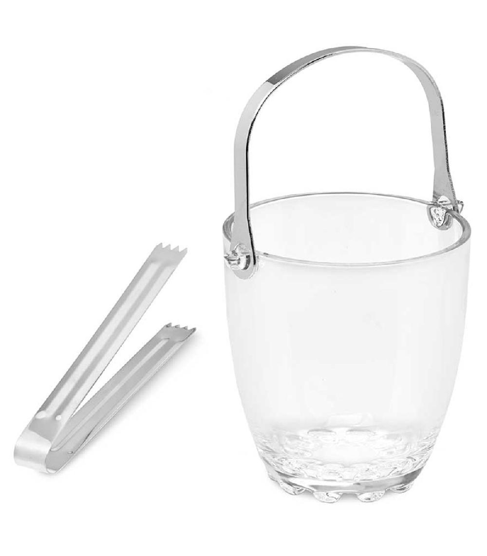 wadiga Seau à glace en verre avec anse et pince 15x15x13cm