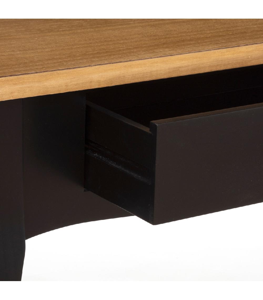 Wadiga Secrétaire Bois Et Noir 5 Tiroirs 100x50x111cm
