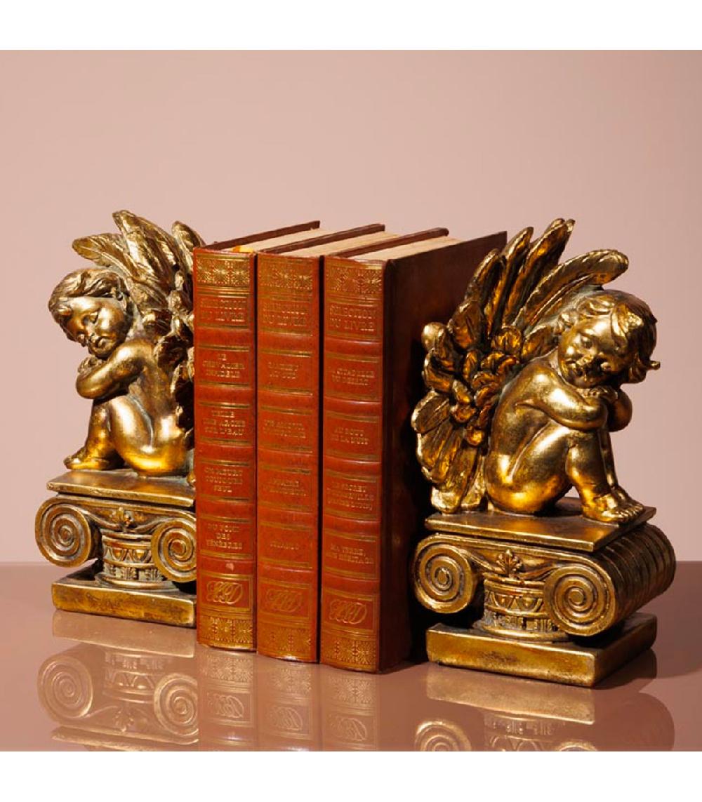 Wadiga Serre-livres Anges En Résine Dorée 23x11.5x21cm