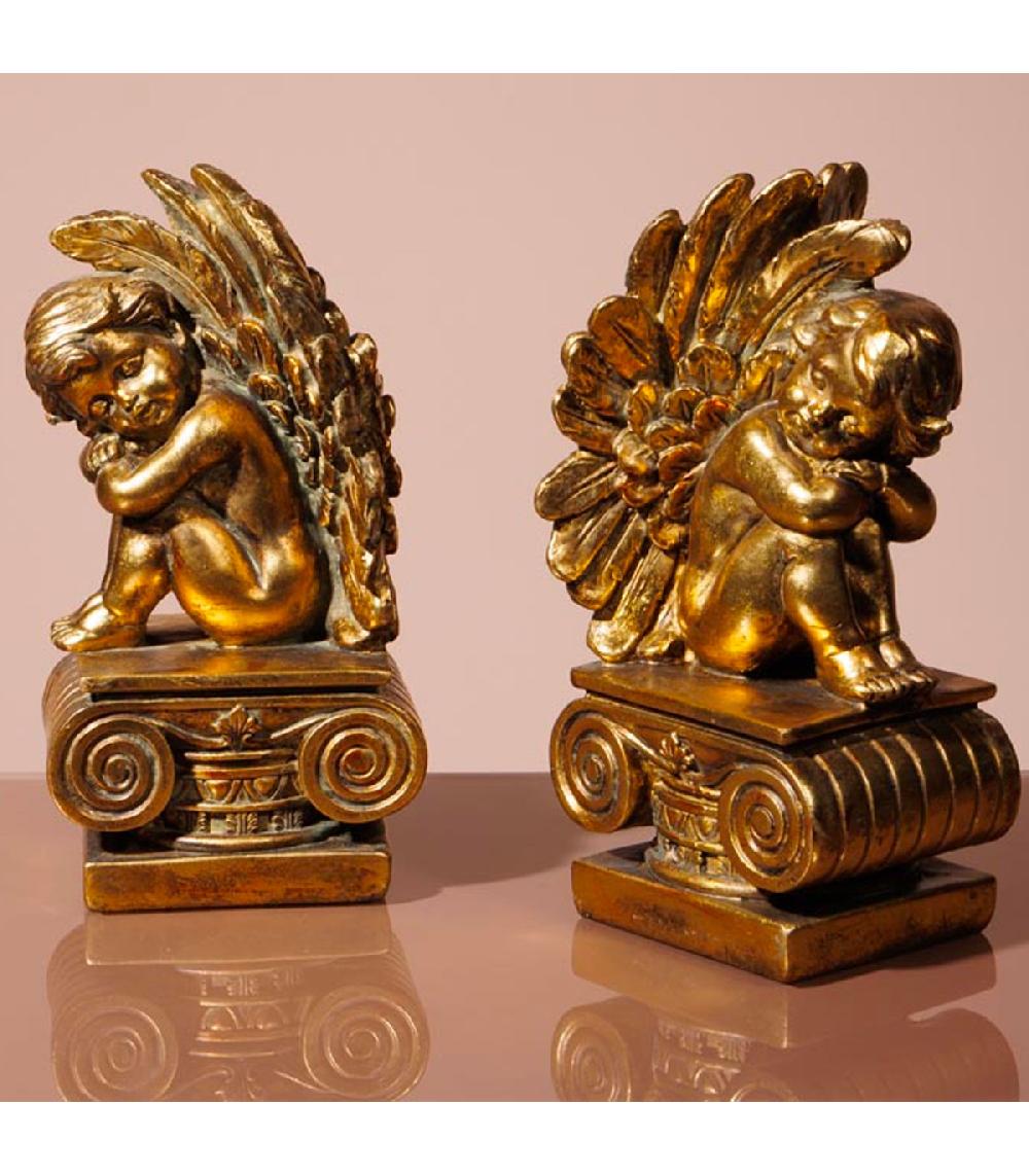 Wadiga Serre-livres Anges En Résine Dorée 23x11.5x21cm