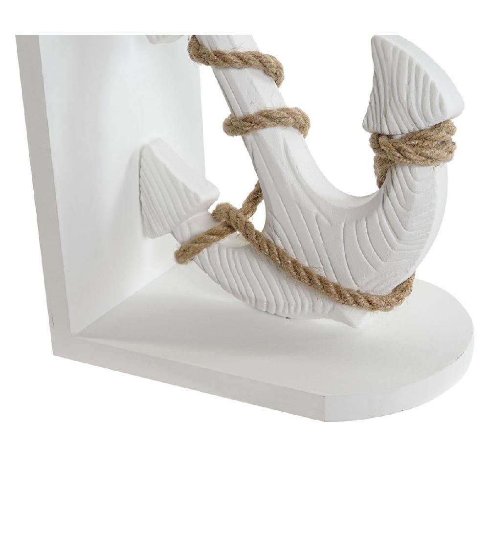 Wadiga Serre-livres En Bois Blanc Et Corde Ancres 17x12.5x23cm