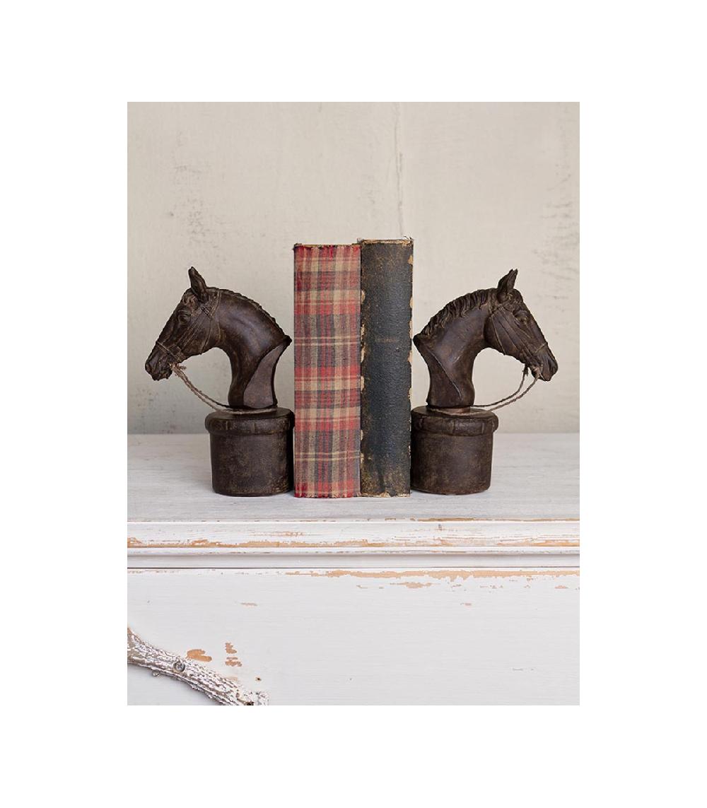 Wadiga Serre-livres Tête De Cheval En Résine Marron