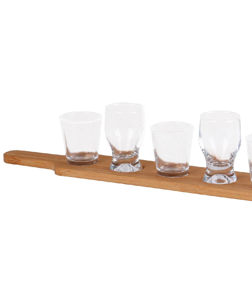Wadiga Service à Tapas Plateau Bambou Et 6 Verrines - 50x7cm