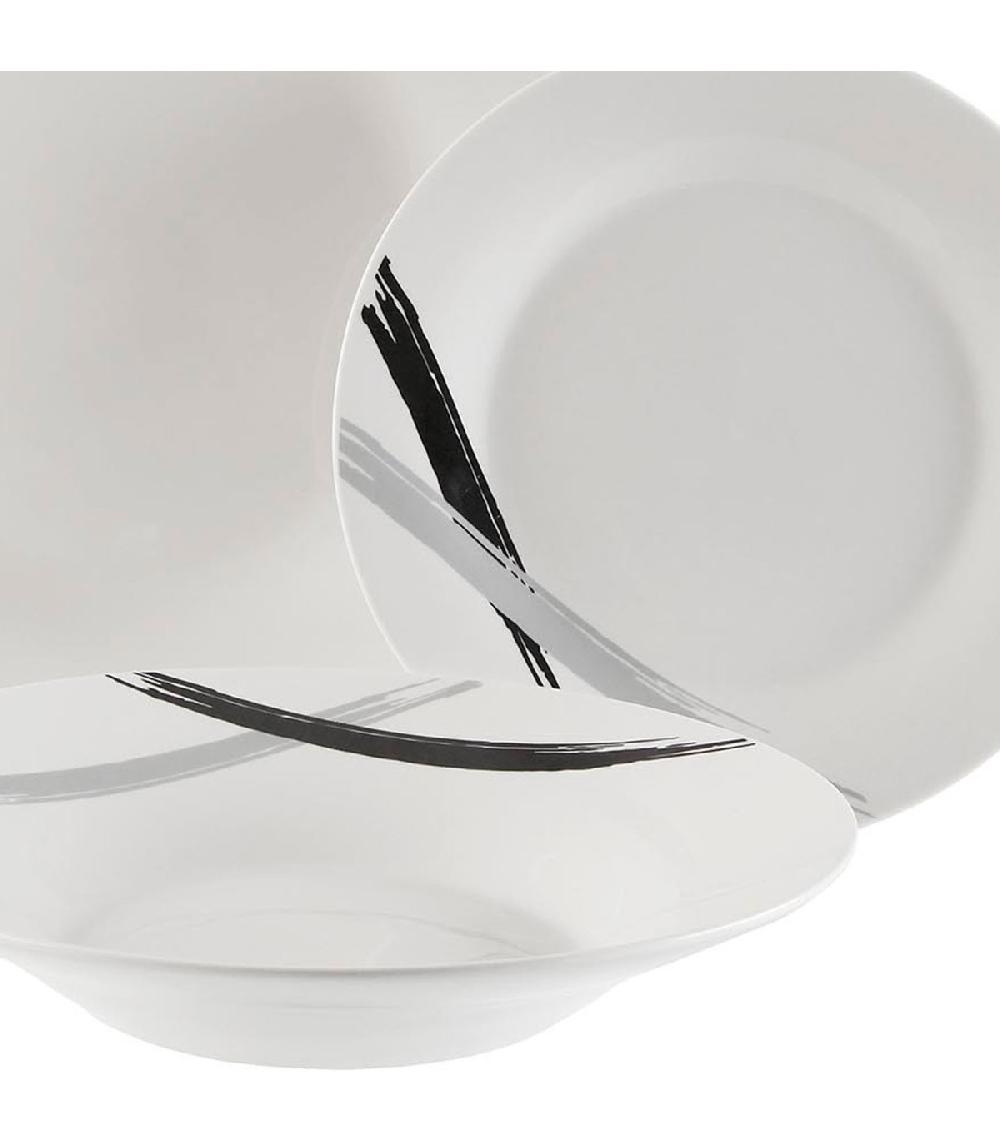 Wadiga Service De 12 Assiettes En Porcelaine : Plates Creuses Et à Dessert