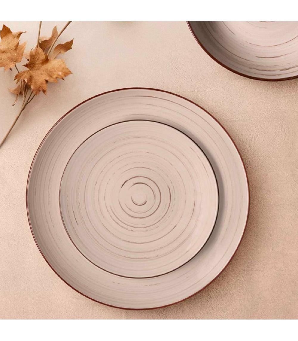Wadiga Service De 18 Assiettes En Céramique Spirales: Plates Creuses Et à Dessert